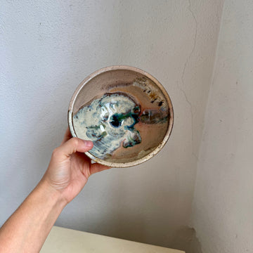 Speckled Neutrals Bowl with Turquoise