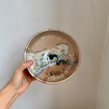 Speckled Neutrals Bowl with Turquoise