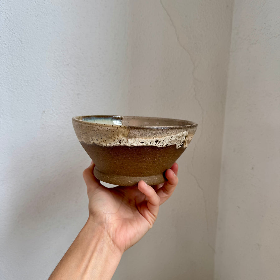 Speckled Neutrals Bowl with Turquoise