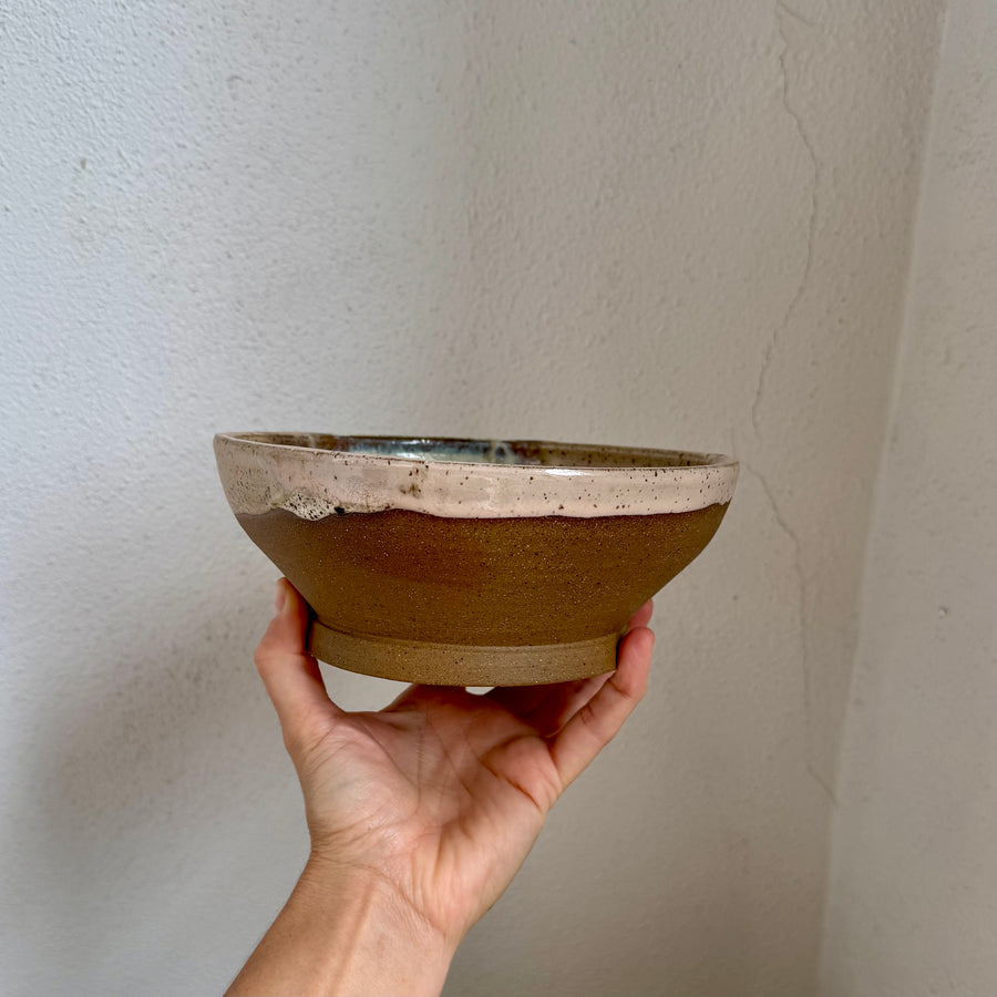 Speckled Neutrals Bowl with Turquoise