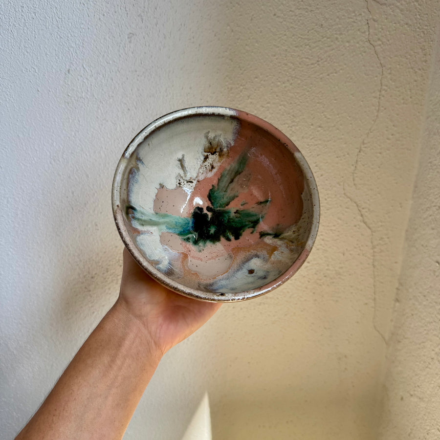 Speckled Neutrals Bowl with Turquoise
