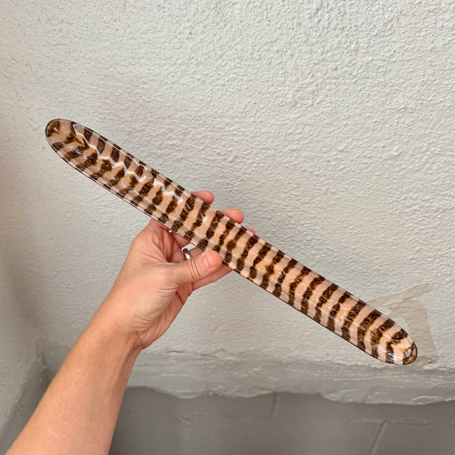 Long Speckled Brown + Pink Stripe Tray