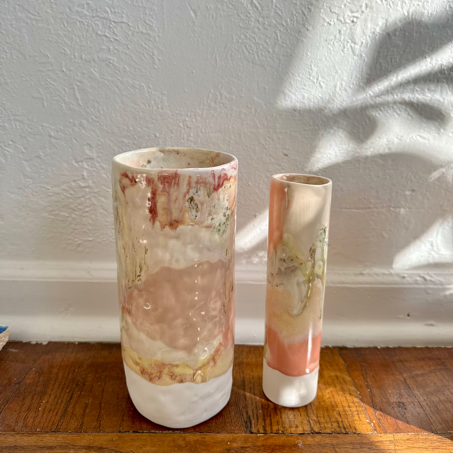 Multi Pink Speckled Cylinder Vase