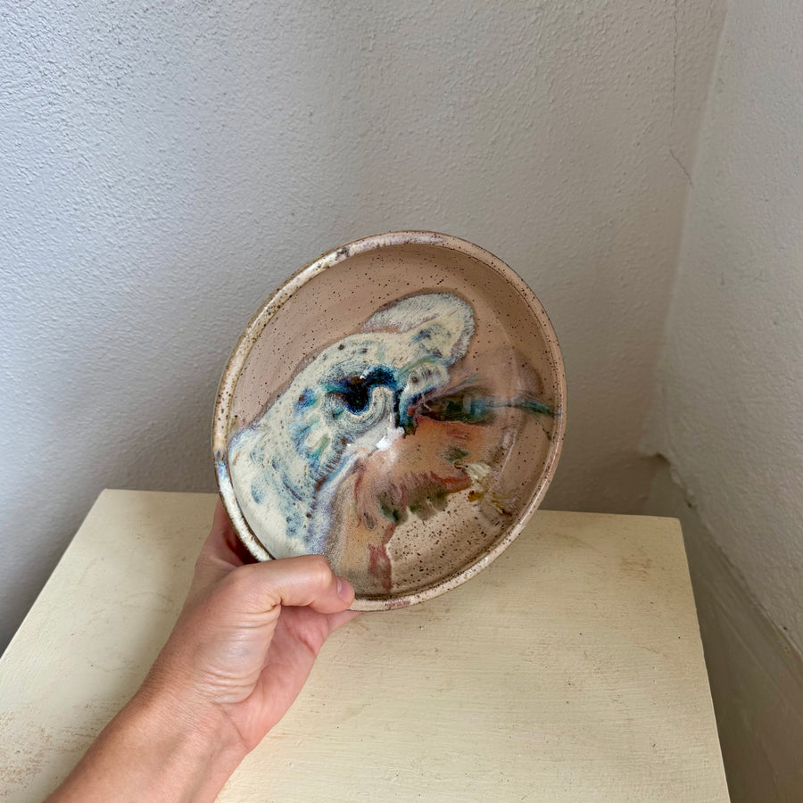 Speckled Neutrals Bowl with Turquoise