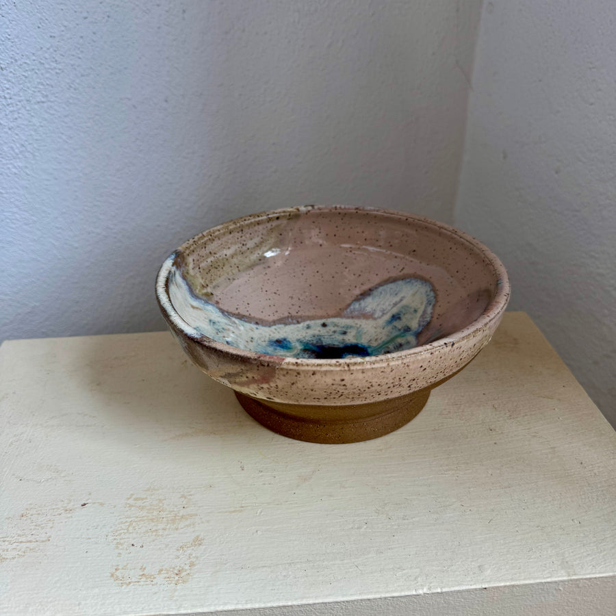 Speckled Neutrals Bowl with Turquoise