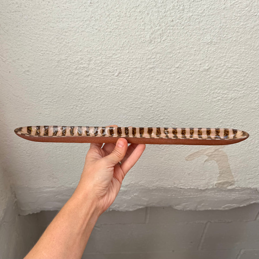 Long Speckled Brown + Pink Stripe Tray