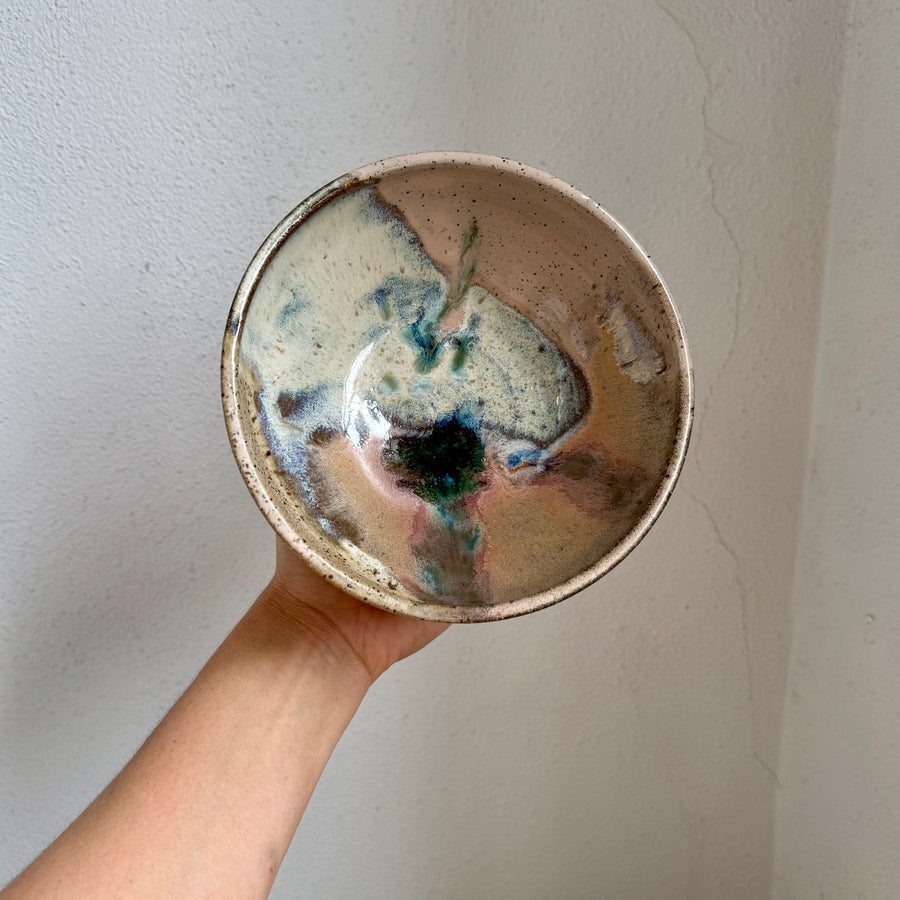 Speckled Neutrals Bowl with Turquoise