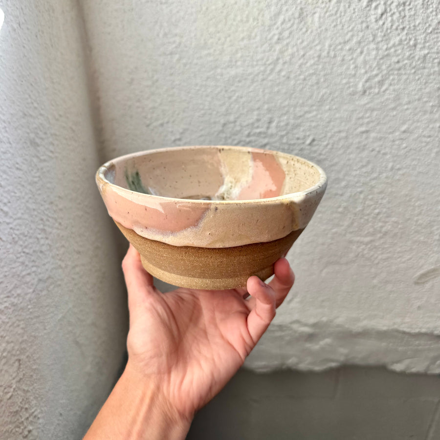 Speckled Neutrals Bowl with Turquoise