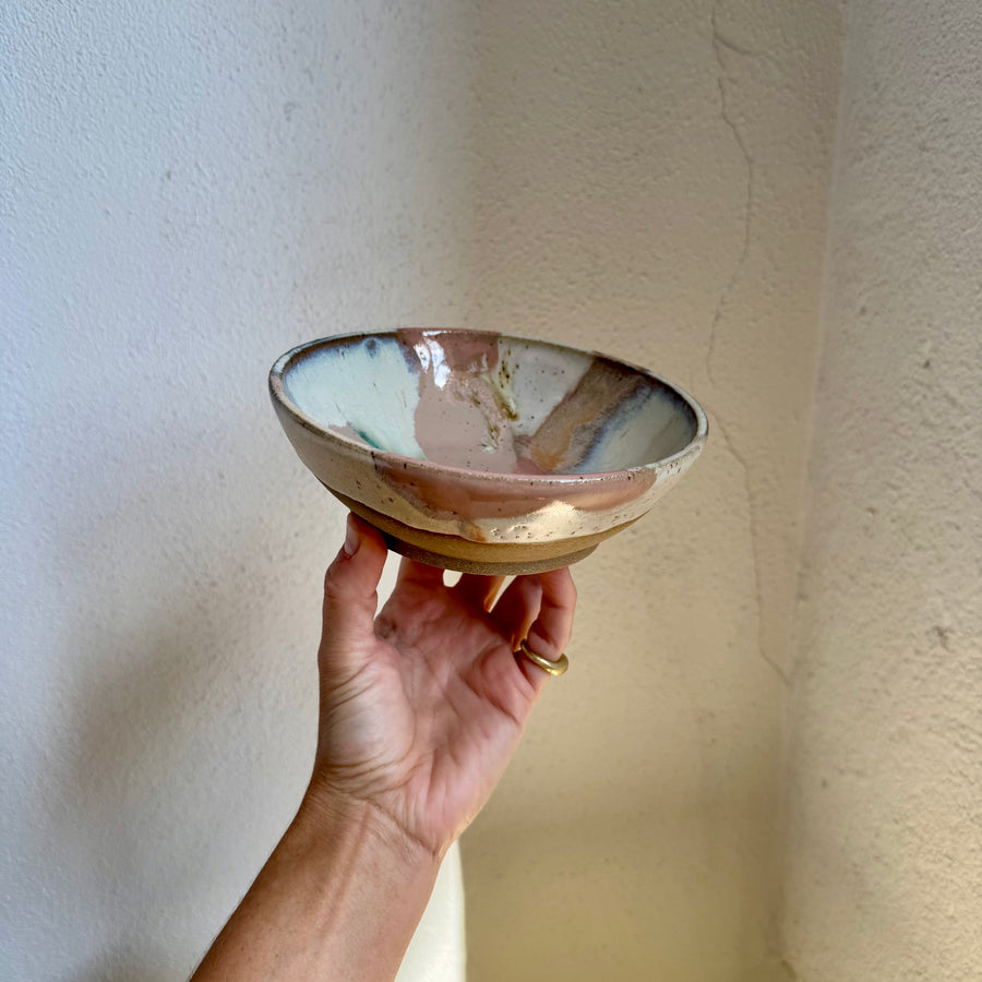 Speckled Neutrals Bowl with Turquoise