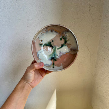 Speckled Neutrals Bowl with Turquoise