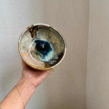 Speckled Neutrals Bowl with Blue