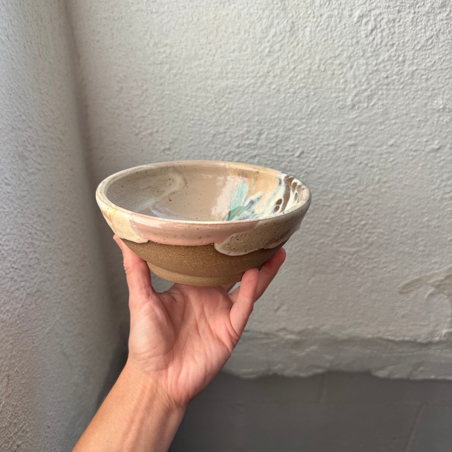 Speckled Neutrals Bowl with Turquoise