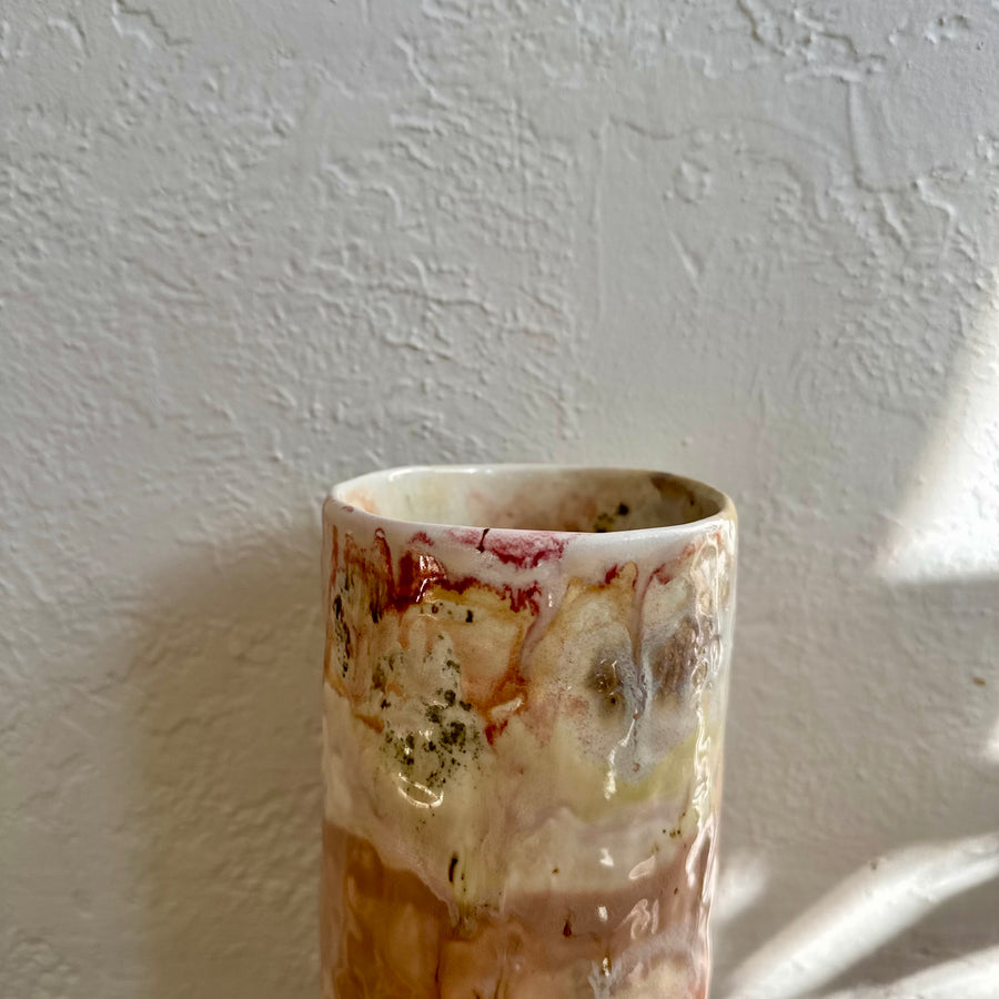 Multi Pink Speckled Cylinder Vase
