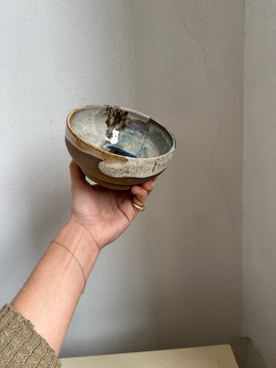 Speckled Neutrals Bowl with Blue