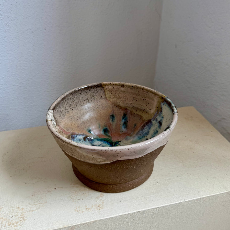 Speckled Neutrals Bowl with Turquoise