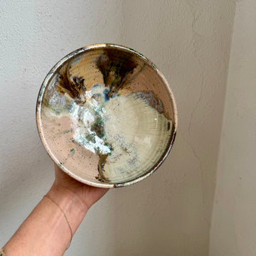 Speckled Neutrals Bowl with Turquoise