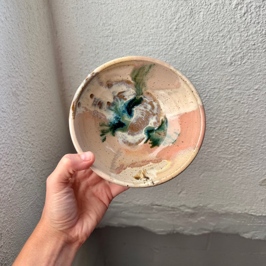 Speckled Neutrals Bowl with Turquoise