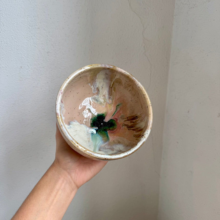 Speckled Neutrals Bowl with Turquoise