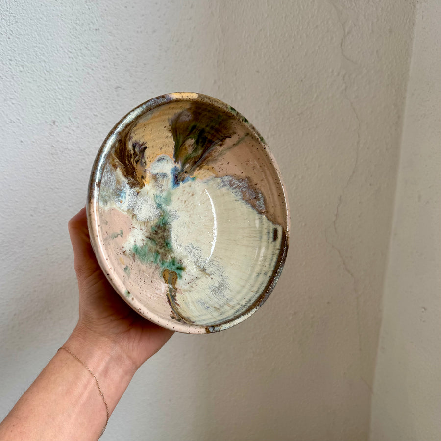 Speckled Neutrals Bowl with Turquoise