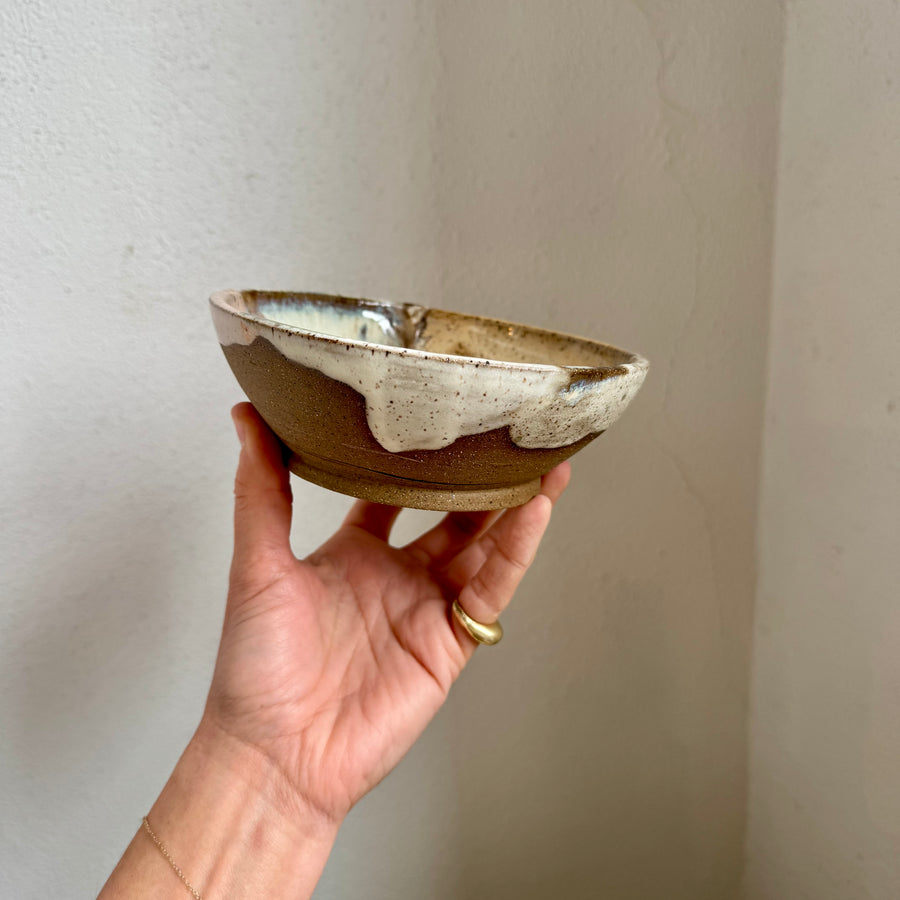 Speckled Neutrals Bowl with Turquoise