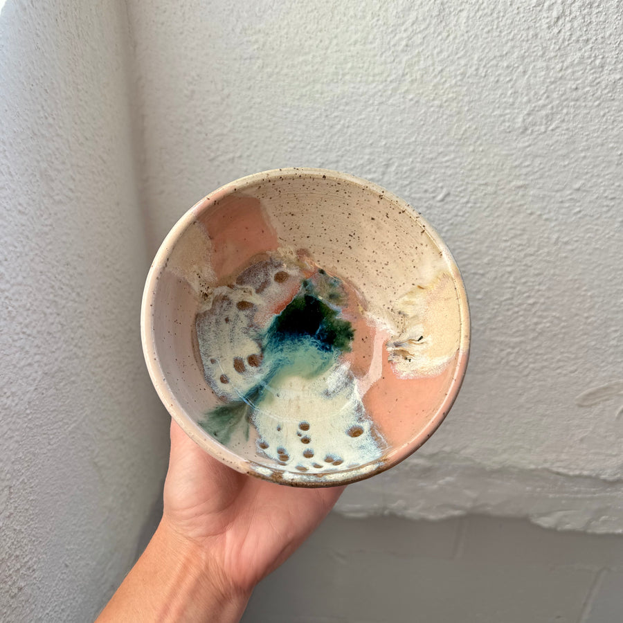 Speckled Neutrals Bowl with Turquoise
