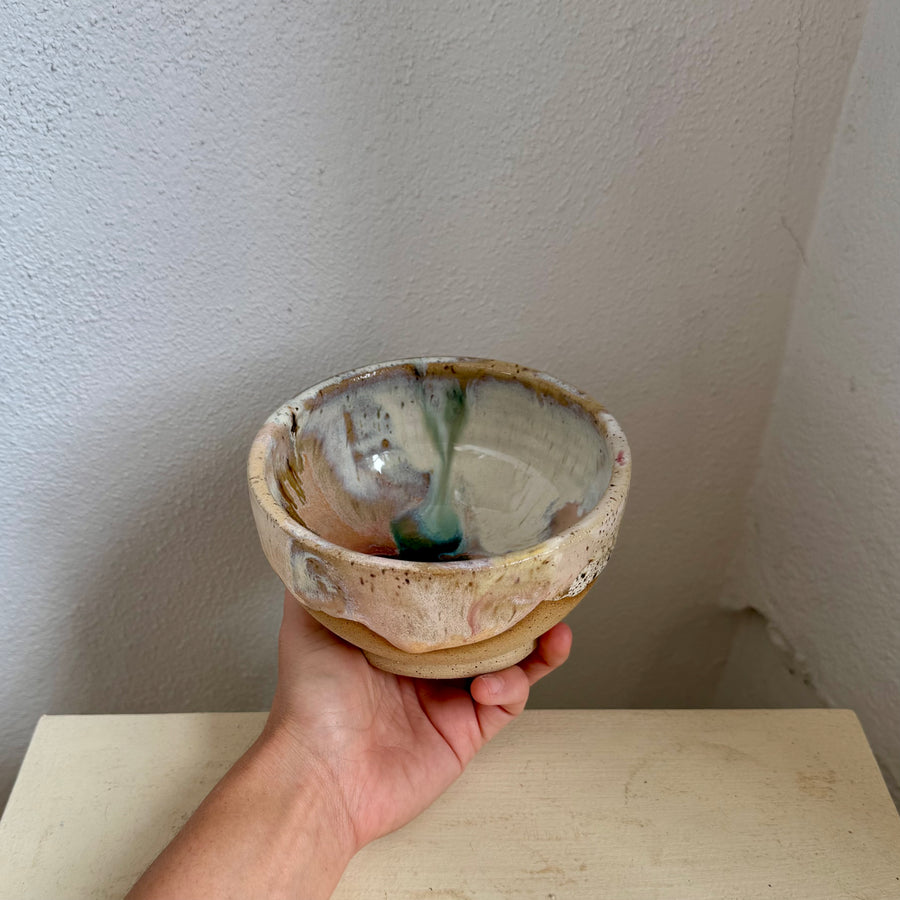 Speckled Neutrals Bowl with Turquoise