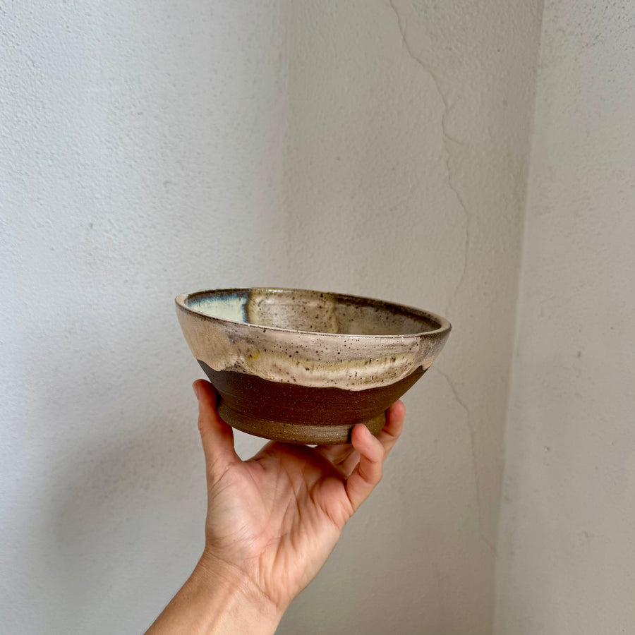 Speckled Neutrals Bowl with Turquoise