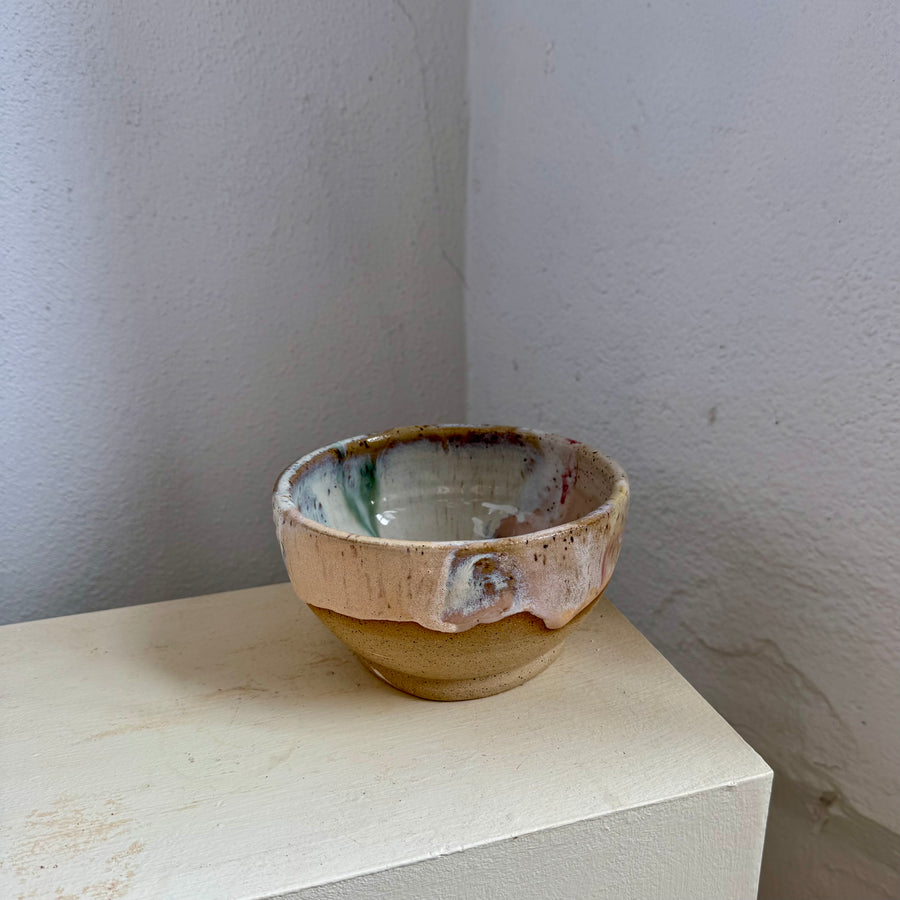 Speckled Neutrals Bowl with Turquoise