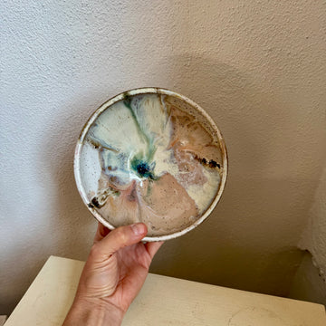 Speckled Neutrals Bowl with Turquoise