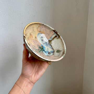 Speckled Neutrals Bowl with Turquoise