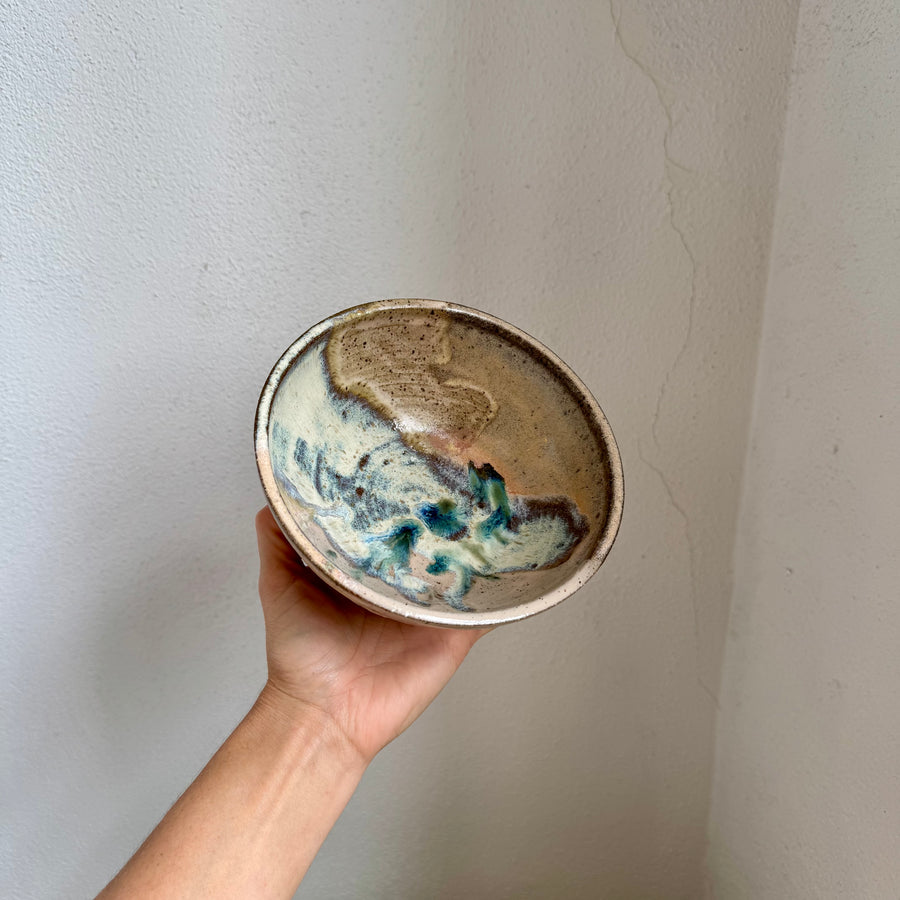 Speckled Neutrals Bowl with Turquoise