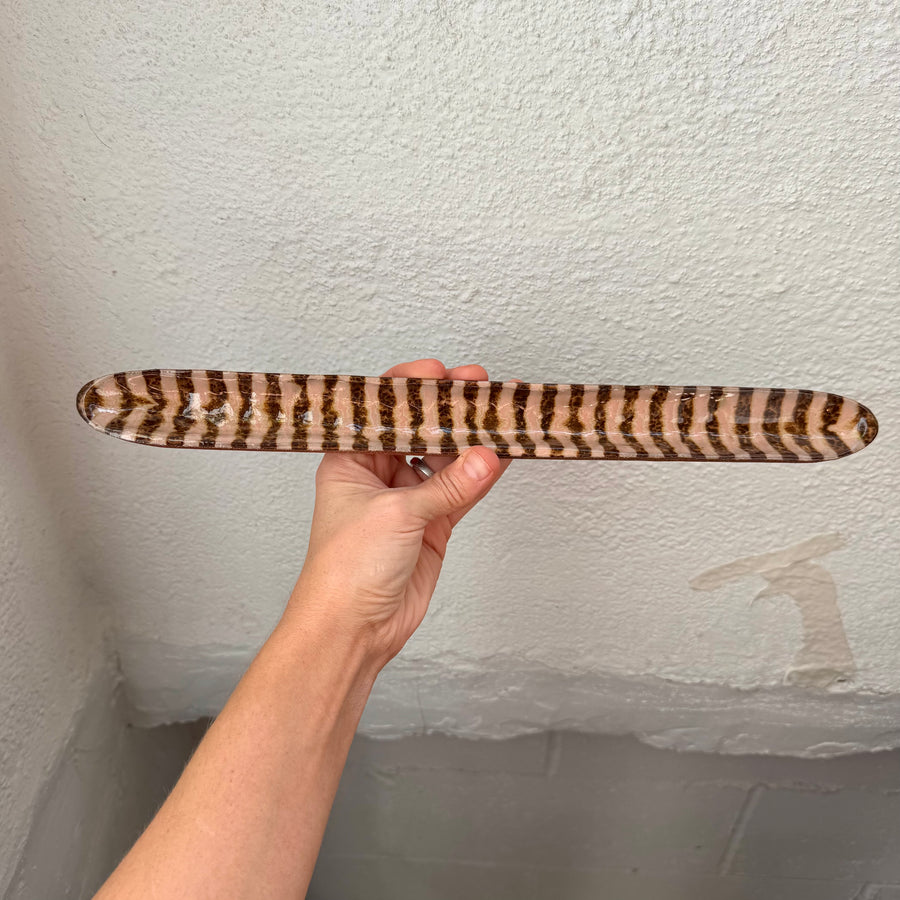 Long Speckled Brown + Pink Stripe Tray