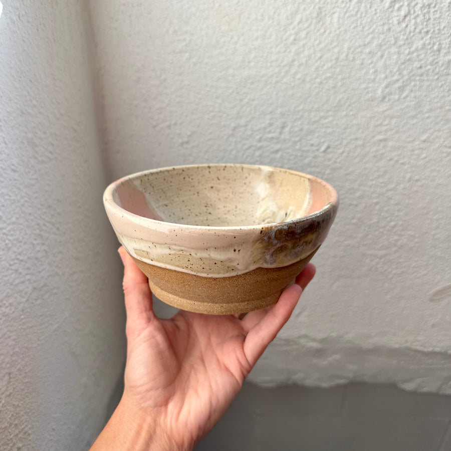 Speckled Neutrals Bowl with Turquoise