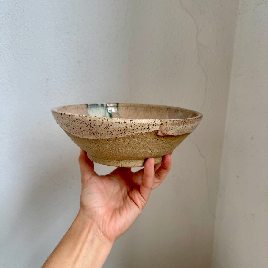 Speckled Neutrals Bowl with Turquoise