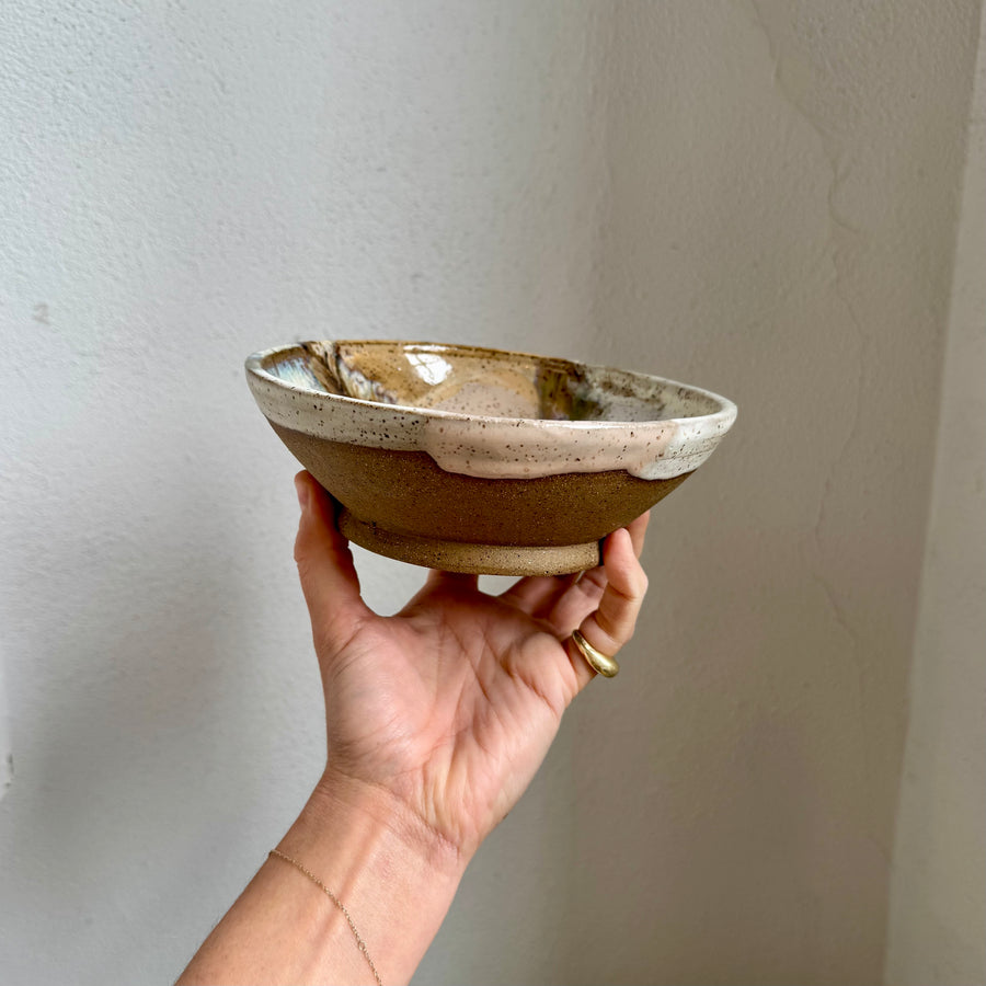 Speckled Neutrals Bowl with Turquoise