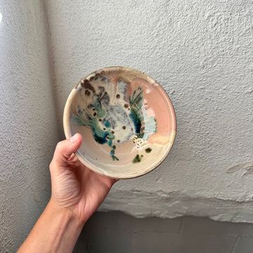 Speckled Neutrals Bowl with Turquoise