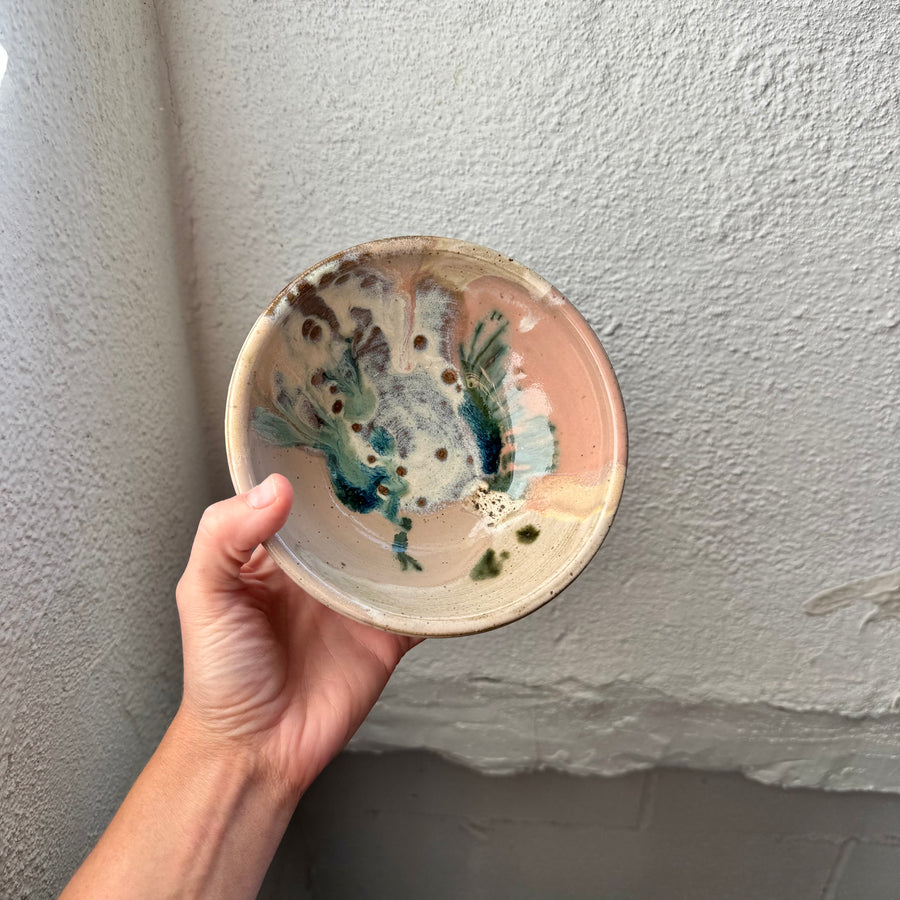 Speckled Neutrals Bowl with Turquoise