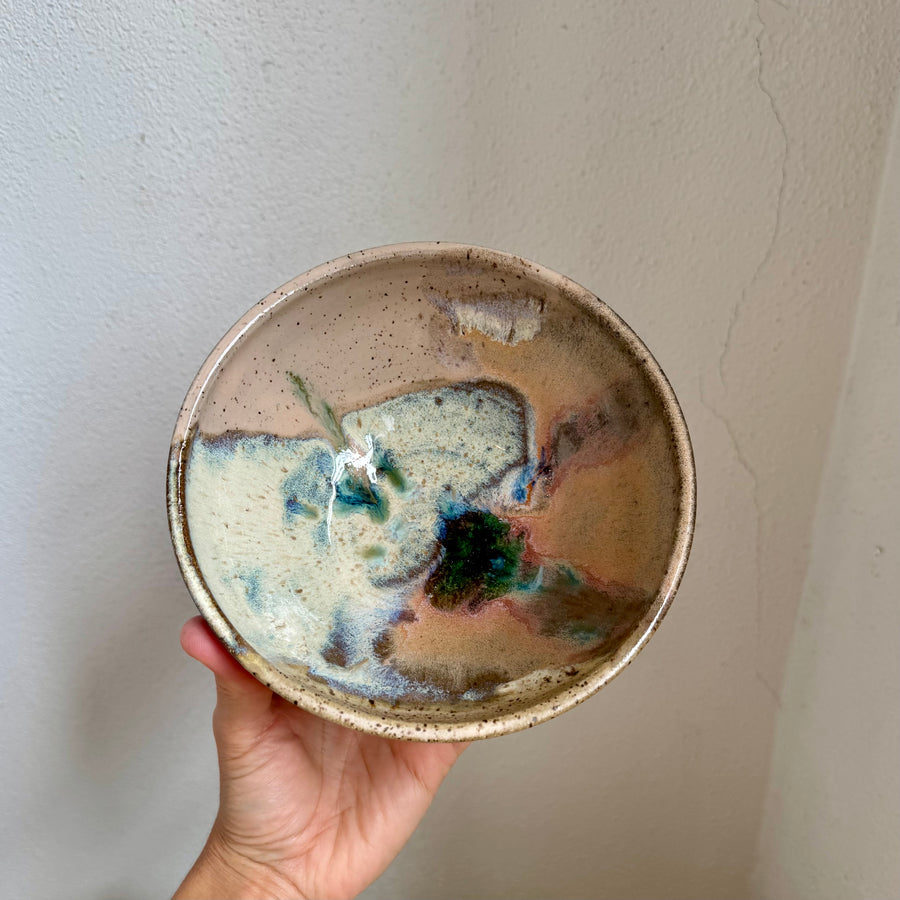 Speckled Neutrals Bowl with Turquoise