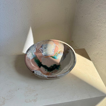 Speckled Neutrals Bowl with Turquoise