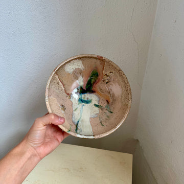 Speckled Neutrals Bowl with Turquoise