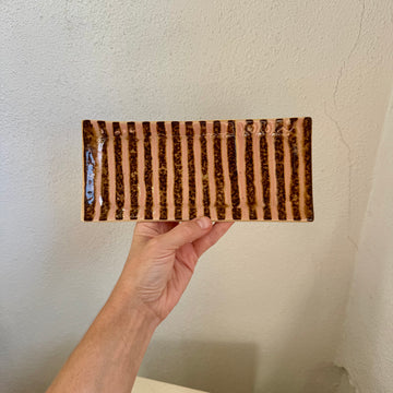 Pink + Speckled Brown Stripe Vanity Tray