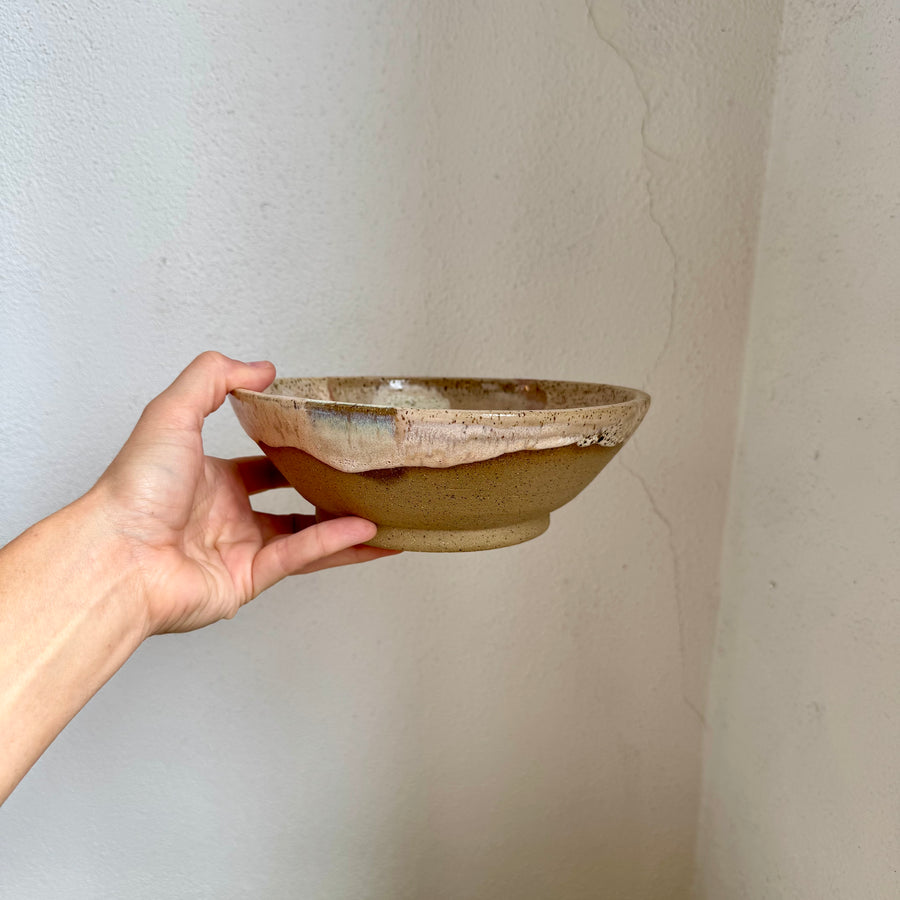 Speckled Neutrals Bowl with Turquoise