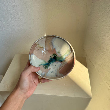 Speckled Neutrals Bowl with Turquoise