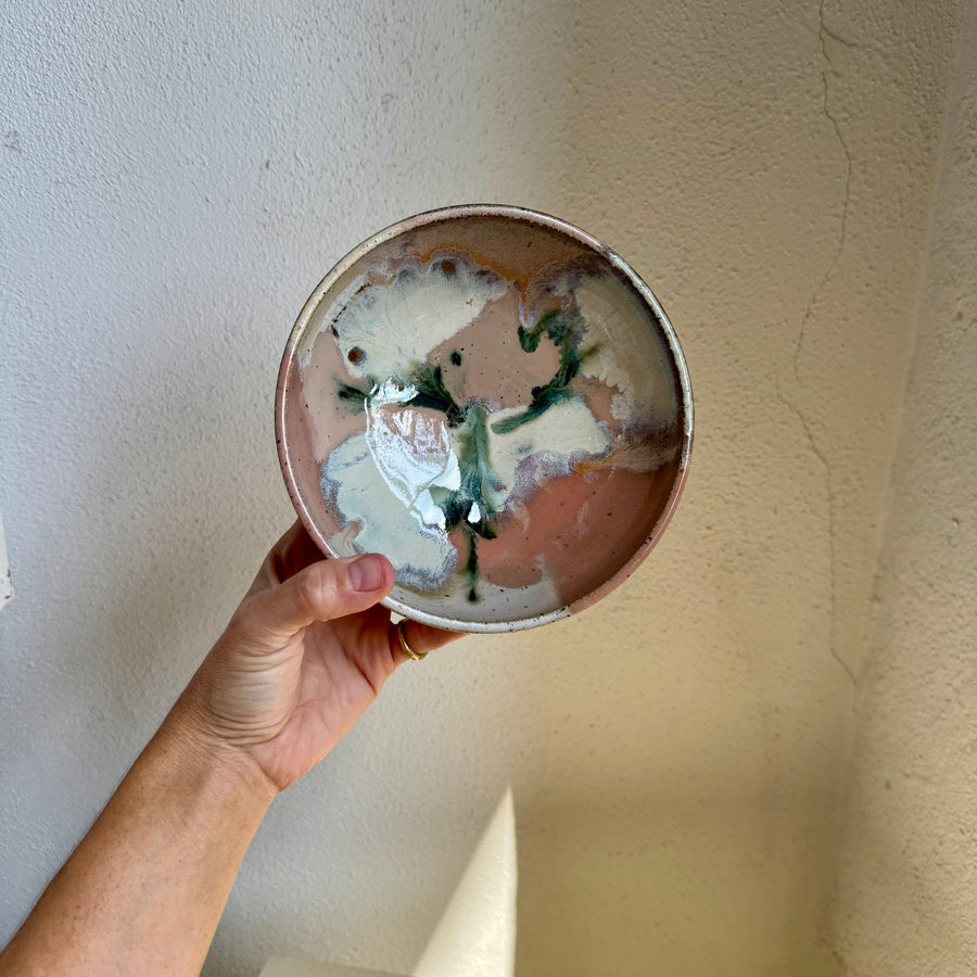 Speckled Neutrals Bowl with Turquoise