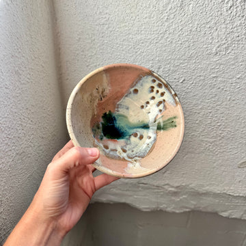 Speckled Neutrals Bowl with Turquoise