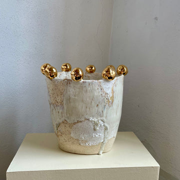 Oval Vase with Adorned Rim