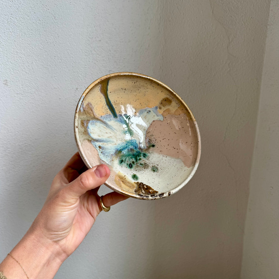 Speckled Neutrals Bowl with Turquoise