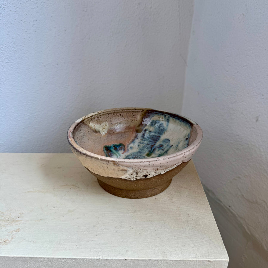 Speckled Neutrals Bowl with Turquoise