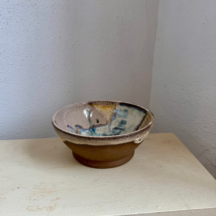Speckled Neutrals Bowl with Turquoise