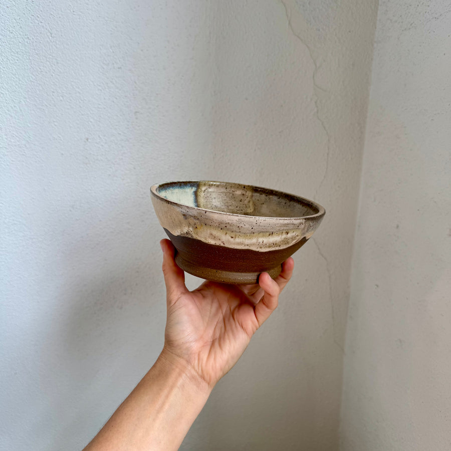 Speckled Neutrals Bowl with Turquoise